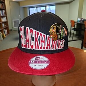 New Era 9FIFTY NHL Chicago Blackhawks Embroidered Logo Strapback Hat Cap